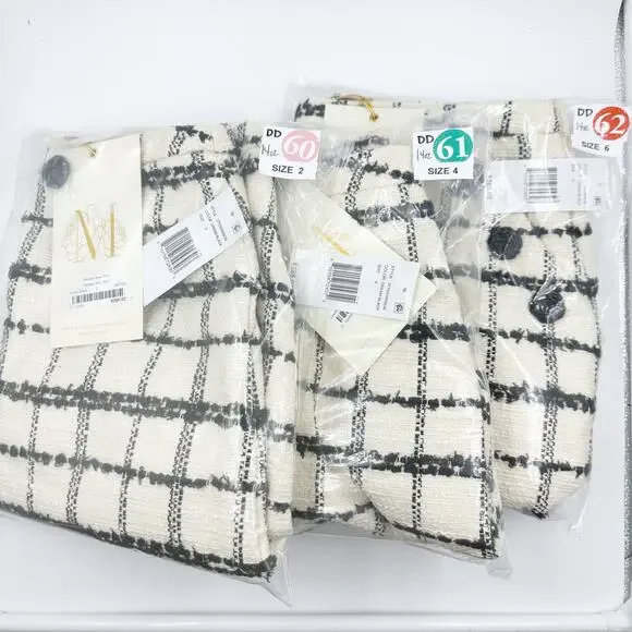 Mestiza Teresa Tweed Mini Skirt Cream Black Faux Wrap US 2 XS NWT Quiet Luxury - Picture 4 of 4